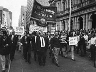 Union members once protested in suits and ties.