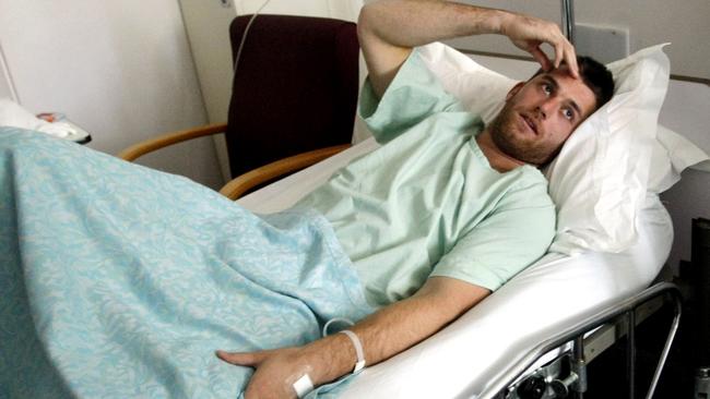 Reece Williams in hospital following the incident in 2009.