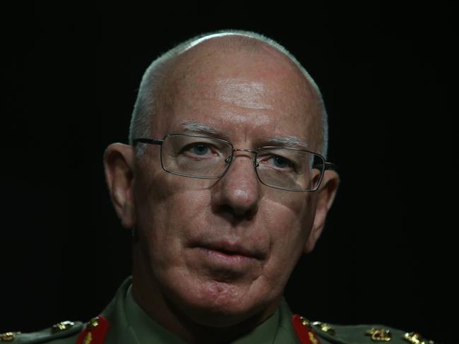 Chief of the Defence Force, General David Hurley briefing the media on a significant operational event. At Defence Headquarters in Canberra.