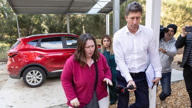 Erin Patterson arriving at her Leongatha home after three people died eating Death Cap mushrooms from a meal she had cooked. Picture: Jason Edwards