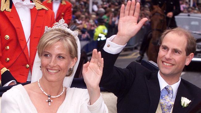 Prince Edward and Sophie Rhys-Jones on their wedding day. Picture: PA Images via Getty Images