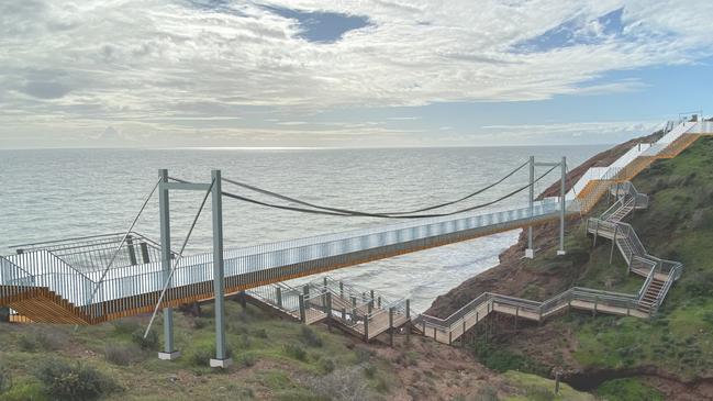 The City of Marion has released designs for the replacement sections of our much-loved Hallett Cove boardwalk. This includes a cable bridge across Kurnabinna Gully (pictured), replacing the steps which go up and down the gully. Picture: Marion Council