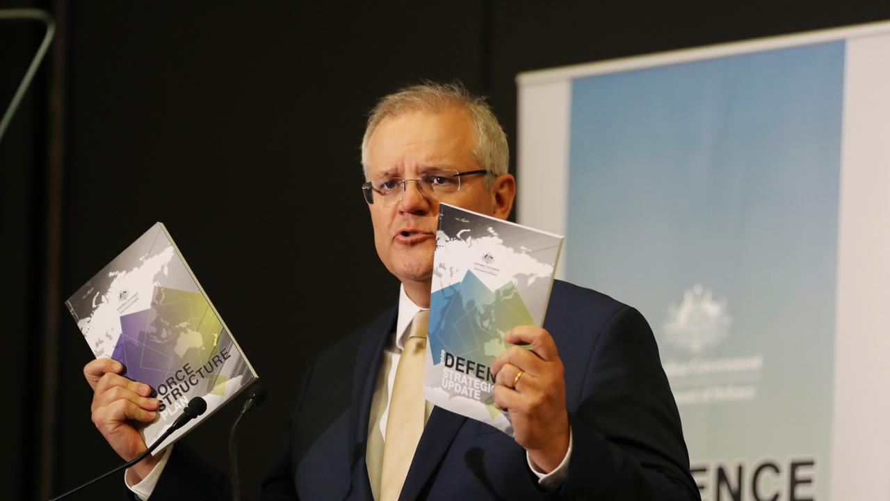 Prime Minister Scott Morrison presents the 2020 Defence Strategic Update. Picture: Adam Taylor/PMO