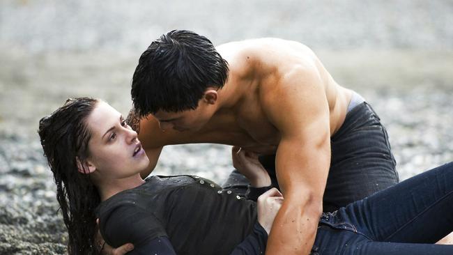 Actors Taylor Lautner and Kristen Stewart in a scene from 2009 film 'The Twilight Saga: New Moon'.