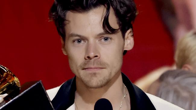 LOS ANGELES, CALIFORNIA - FEBRUARY 05: Harry Styles accepts the Album Of The Year award for Ã¢â¬ÅHarry's HouseÃ¢â¬Â onstage during the 65th GRAMMY Awards at Crypto.com Arena on February 05, 2023 in Los Angeles, California. (Photo by Kevin Winter/Getty Images for The Recording Academy)