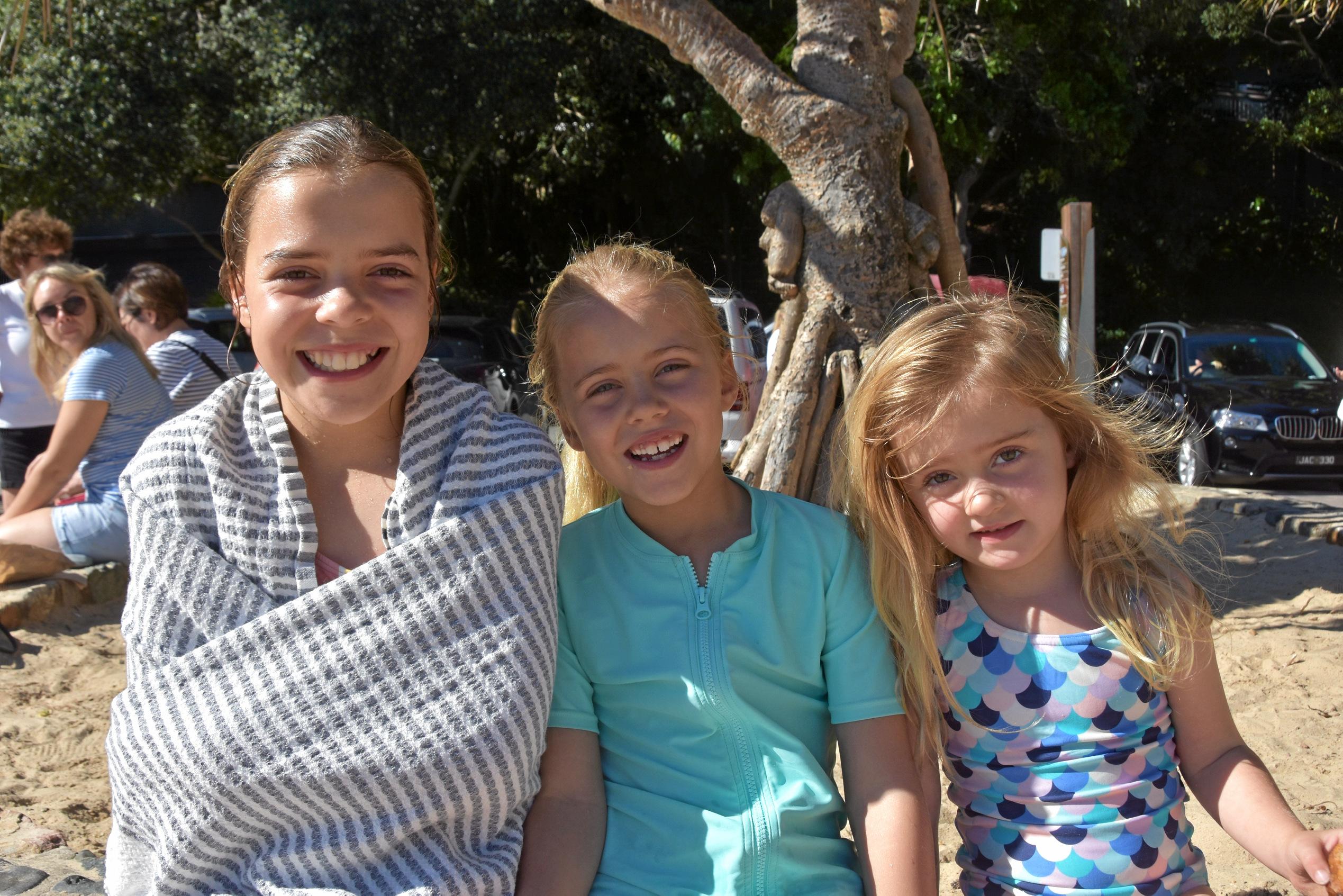 NOOSA HOLIDAYS: Eloise, 11, Sabine, 7 and Claudie Williams, 3 from Sydney enjoy a day at Noosa Beach. Picture: Caitlin Zerafa