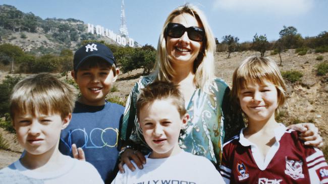 Jack Verrills (wearing hat) with mum Kimberly and brothers Billy, Sam and Oliver. Jack committed suicide.