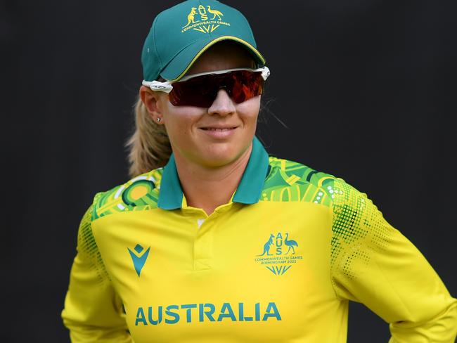 BIRMINGHAM, ENGLAND - JULY 31: Meg Lanning of Team Australia looks on during the Cricket T20 Preliminary Round Group A match between Team Australia and Team Barbados on day three of the Birmingham 2022 Commonwealth Games at Edgbaston on July 31, 2022 on the Birmingham, England. (Photo by Alex Davidson/Getty Images)