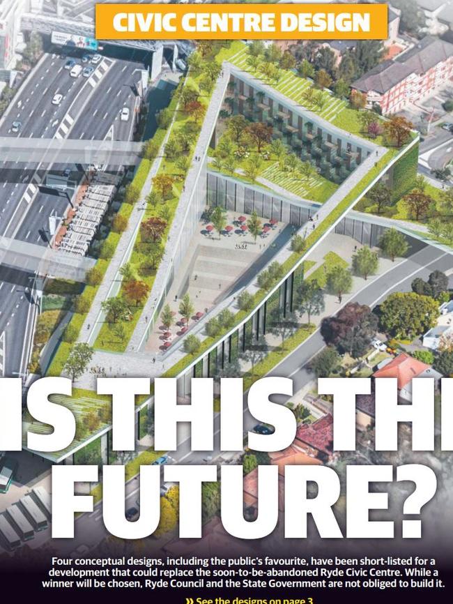 One of the scrapped Civic Centre plans on the <i>NDT’s</i> front page on May 18, 2016.