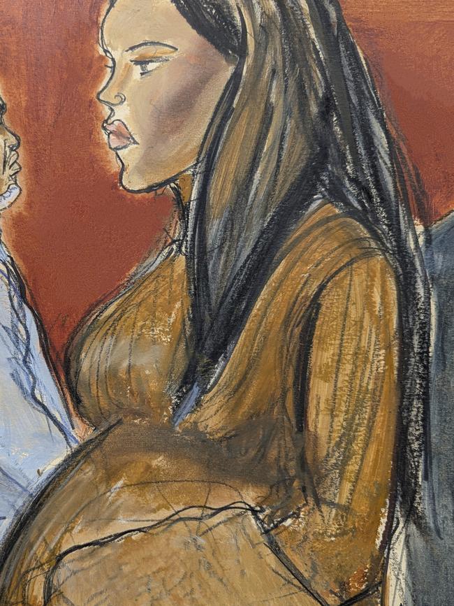 Ventura is eight months pregnant with her and Fine’s third child. Picture: Elizabeth Williams via AP