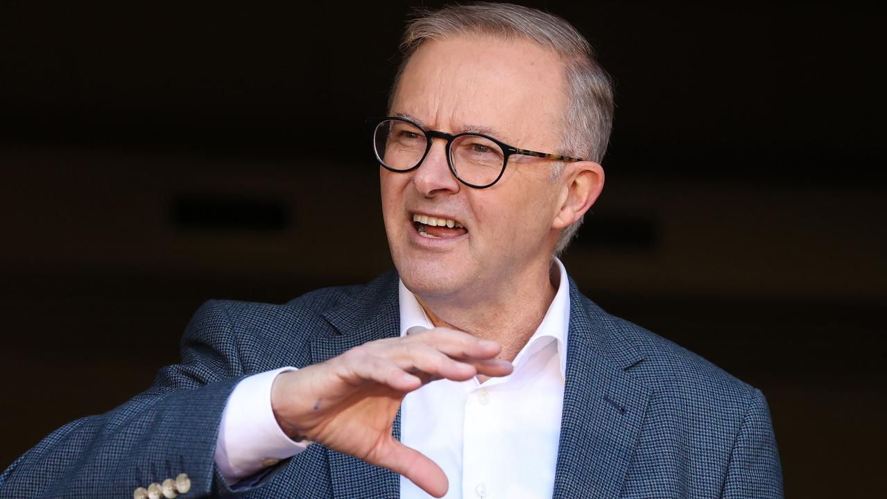 Labor leader Anthony Albanese during a press conference at Addison Road Community Centre, Marrickville, seat of Grayndler. Picture: Liam Kidston