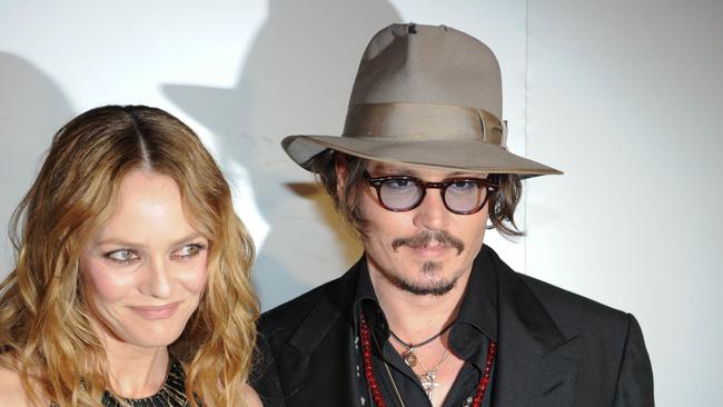 Depp with ex-partner Vanessa Paradis. Picture: AFP