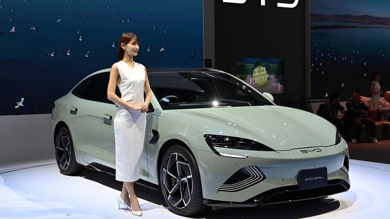 Chinese automaker BYD's sports sedan BYD SEAL on show in Tokyo in October. Picture: AFP