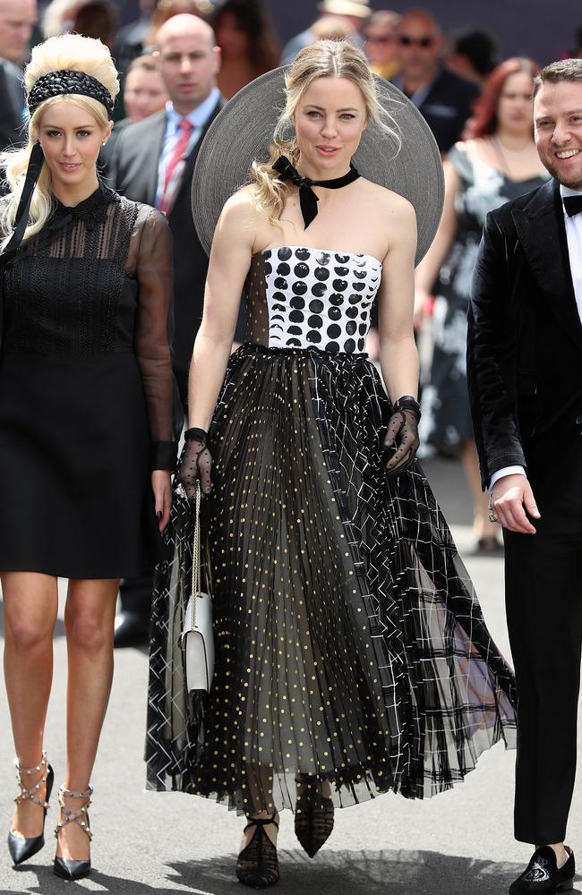 Melissa George passing through the crowd at Derby Day. Picture: Alex Coppel.