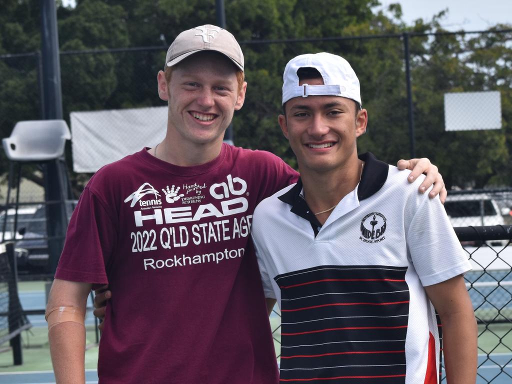 Players on court at the JDS Central Region tournament at the Rockhampton Regional Tennis Centre on July 14, 2024.