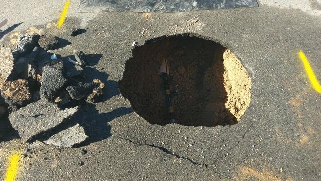 Sinkhole Opens Up Along Road In Palm Beach Near Construction Site ...