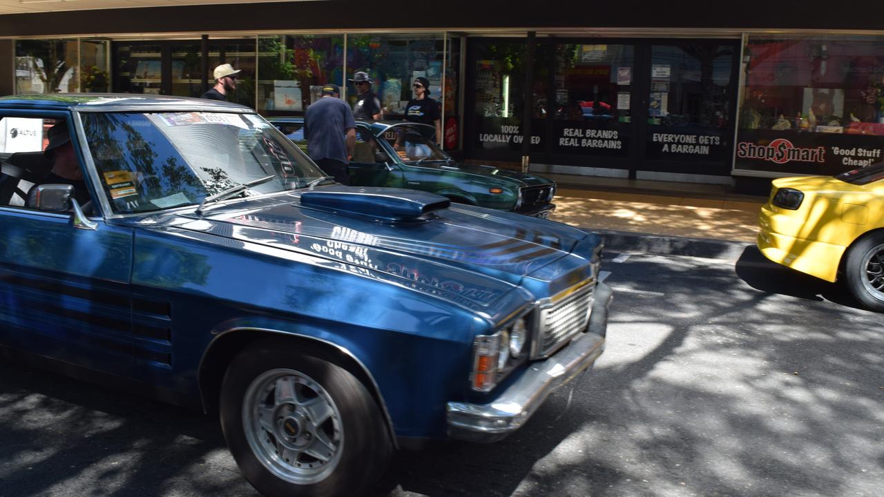 Cars on display in the Rockynats in the CBD on Sunday, April 17.