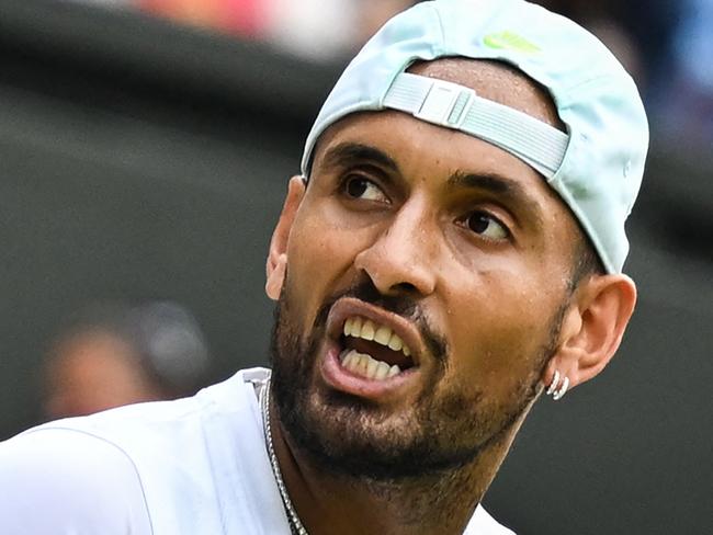 Nick Kyrgios has blown up in the fourth set. Picture: AFP