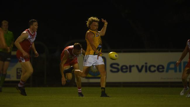 St Mary’s elite goalscorer Jackson Calder kicks forward. Picture: (A)manda Parkinson