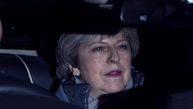 LONDON, ENGLAND - MARCH 14: Theresa May leaves Parliament on March 14, 2019 in London, England. Tonight MPs voted in favour of delaying Brexit until at least June 30th 2019 with 412 votes to 202, a majority of 210 (Photo by Dan Kitwood/Getty Images)