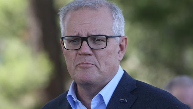 Scott Morrison at a press conference to launch the development of the South Road tunnels. Picture Emma Brasier