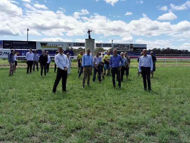 Page MP Kevin Hogan with Richmond Valley Council mayor Robert Mustow and Clarence MP Chris Gulaptis and RVC general manager Vaughan Macdonald at the showground funding announcement.