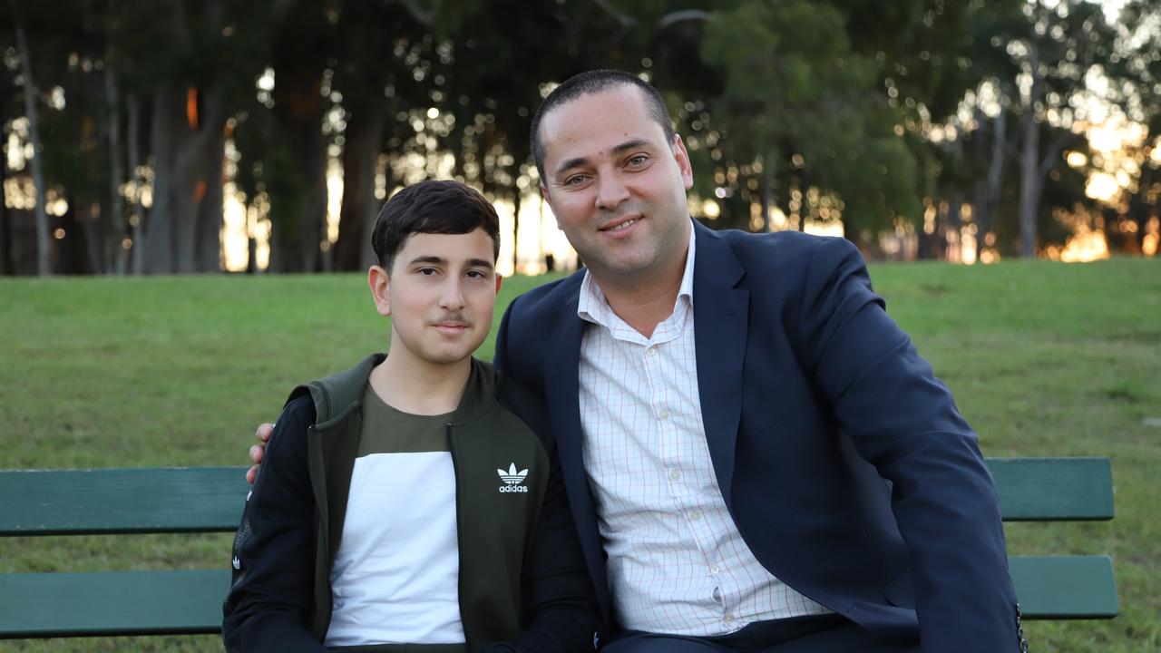 Jerome Kertebani, 13, and Canterbury-Bankstown Council Mayor Bilal El-Hayek. Picture: Supplied