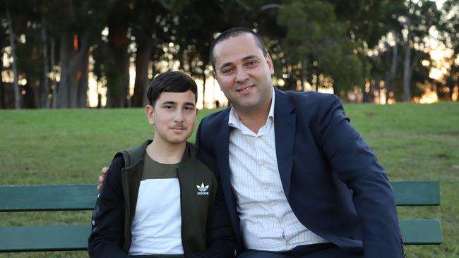Jerome Kertebani, 13, and Canterbury-Bankstown Council Mayor Bilal El-Hayek. Picture: Supplied