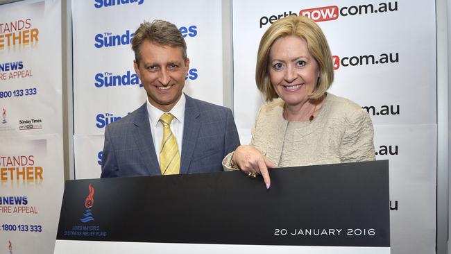 Crown’s Lonnie Bossi with Perth’s former Lord Mayor Lisa Scaffidi in 2016.