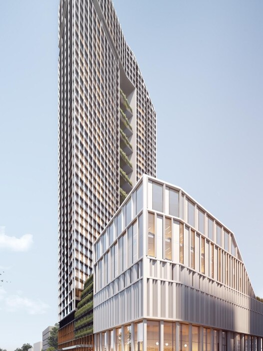 Artist's impression of a planned 46-storey tower on High St, Penrith.