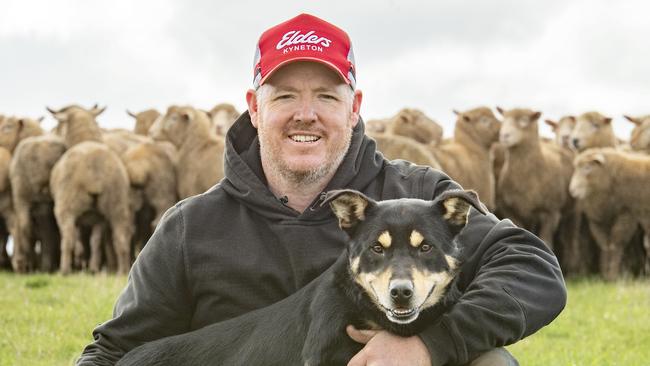 NEWS: Kane Gardner Sheep dogs Kane Gardner farm Romsey is competing his dogs in the upcoming Bendigo sheep and wool show. PICTURED: Kane Gardner and his kelpie working dog named Bruiser. PICTURE: ZOE PHILLIPS