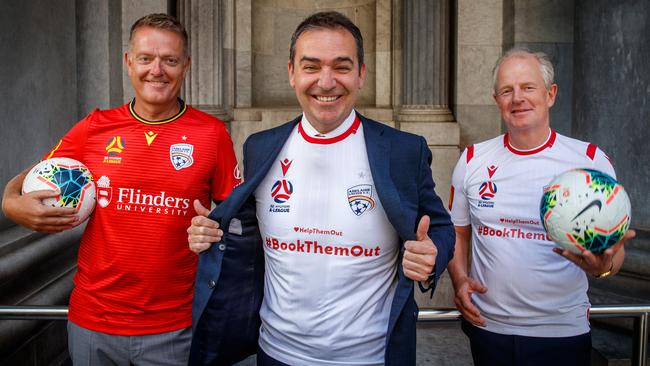 Chair of Adelaide United Advisory Board, Ian Smith, right, has written a letter trying to get Lionel Messi to the club. Picture Matt Turner