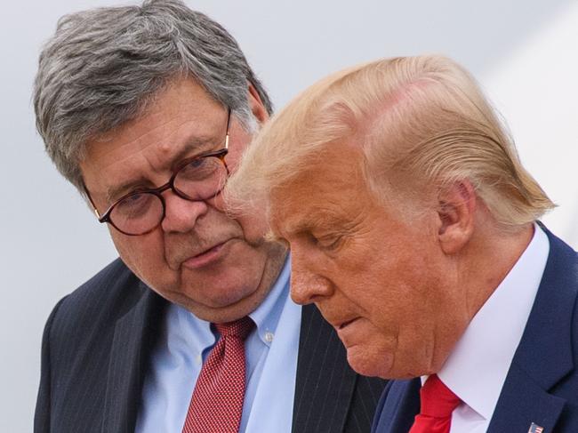 US Attorney-General William Barr with Donald Trump. Picture: AFP