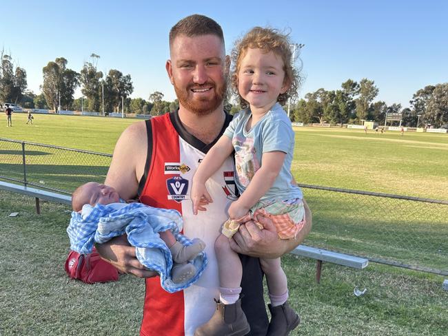 Dylan Sibraa with his children Florence and Paddy. Picture: Supplied