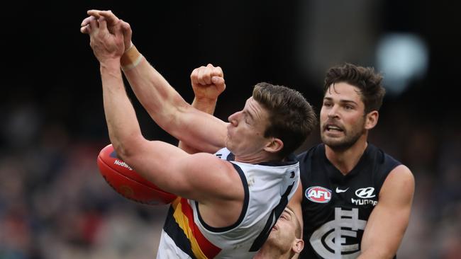 Adelaide’s Josh Jenkins has been dropped to the SANFL again after the Crows loss to Carlton in Round 19. Picture: AAP Image/David Crosling