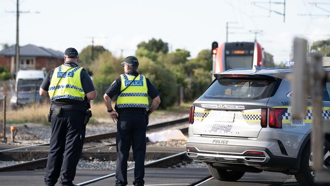 The scene where a cyclist was hit by a train on the corner of Railway Terrace and Dunorlan Road in Ascot Park. Picture: The Advertiser / Morgan Sette