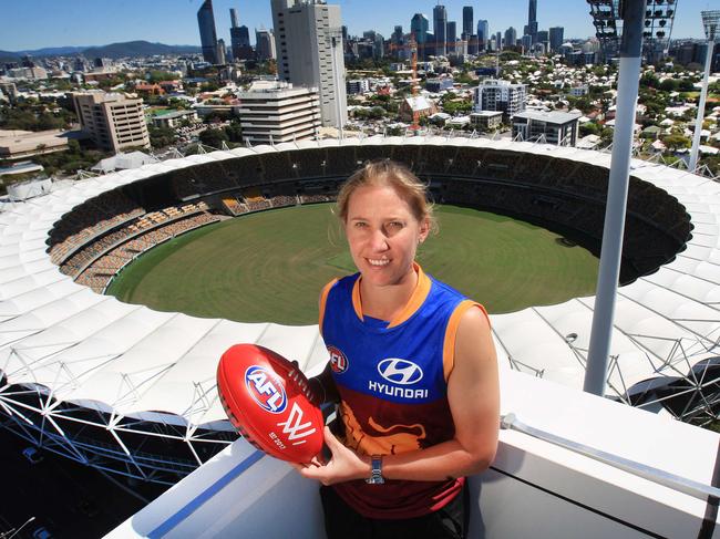 And in Brisbane Lions colours at the Gabba in 2016. Picture: Adam Smith