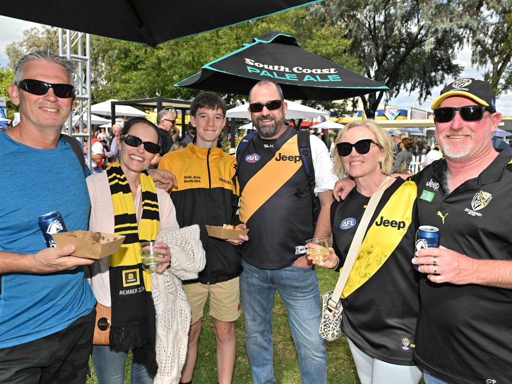 Footy fans enjoying the Norwood Food and Wine Festival on Sunday. Picture: Brenton Edwards