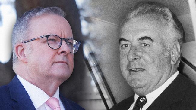 Anthony Albanese and Gough Whitlam. Source: Nikki Davis-Jones and Getty.