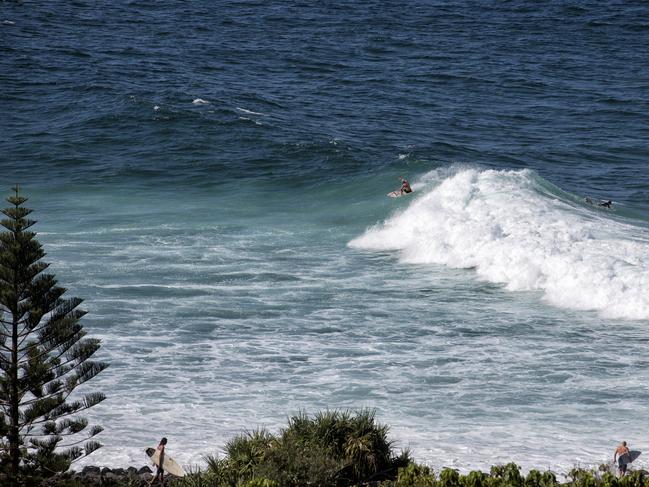 24/10/2016 Surfers in the water at Lennox Point at Lennox Head, between Byron Bay and Ballina. There was a non-fatal shark attack at a nearby beach called Broken head and another encounter at Lennox Point in the afternoon. Natalie Grono/The Australian