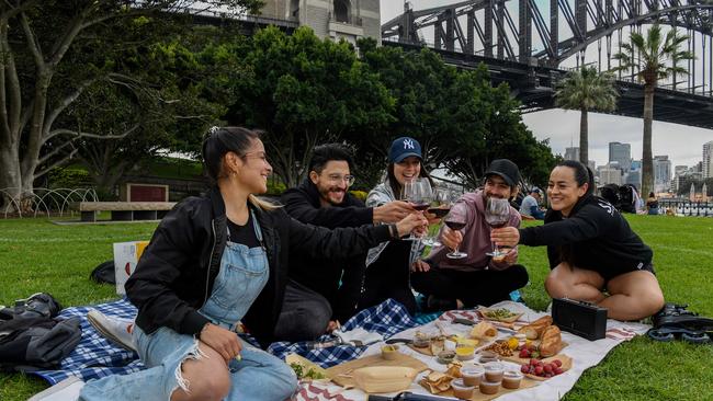 The NSW government has relaxed drinking rules in 18 parks near the suburbs of Sydney Olympic Park, The Rocks and Darling Harbour for people who have been double-jabbed and who live within a 5km radius or in the same LGA. Picture: NCA NewsWire/Bianca De Marchi