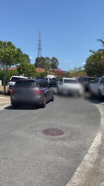 Event day chaos on Woody Views Way in Robina