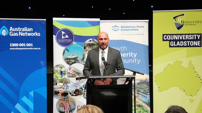 Gladstone Ports Corporation acting Chief Executive Craig Walker addresses the launch of the Gladstone Hydrogen Ecosystem project. Picture: Rodney Stevens