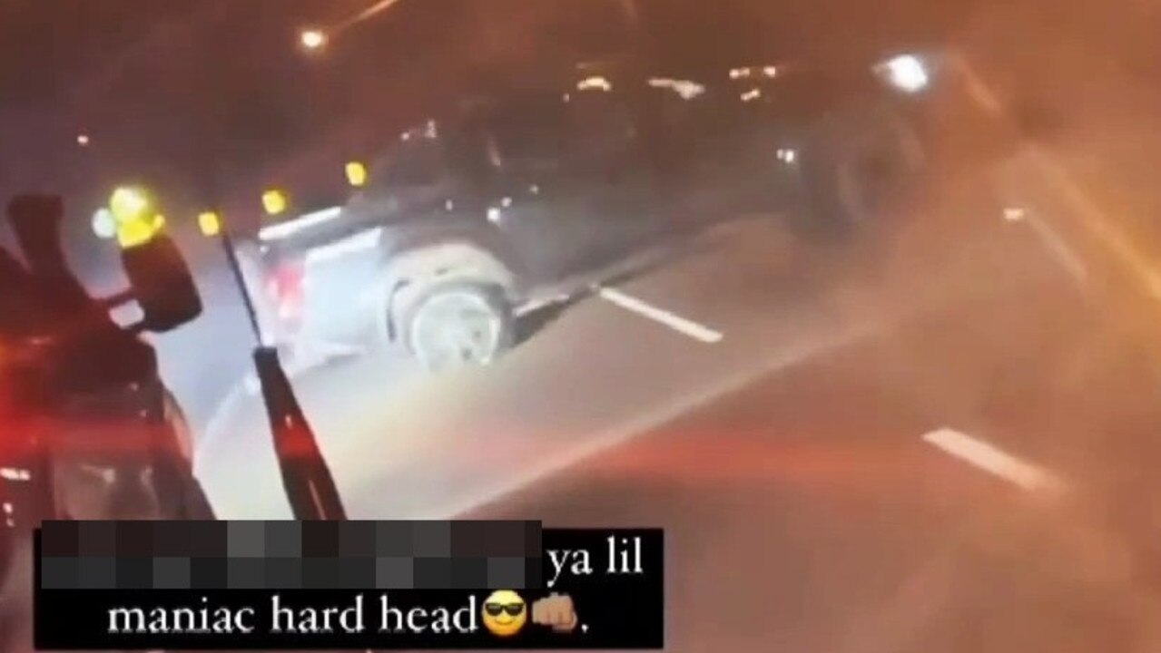 Video has emerged online of Townsville youths hooning in a stolen black Nissan Navara. Source: Instagram