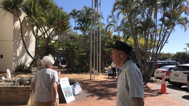 Paul Herman launched his one-man protest outside Redland council. Picture: Judith Kerr