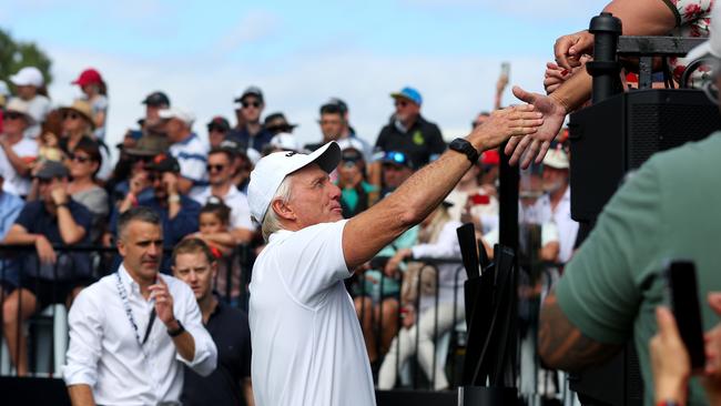 Greg Norman meets fans in Adelaide. Picture: NCA NewsWire / Kelly Barnes