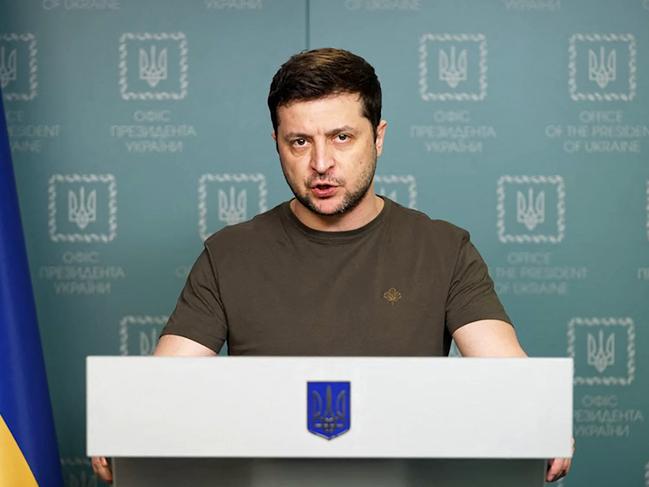 Zelensky addresses the world from Kyiv. Picture: AFP