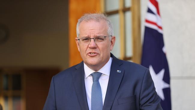 Prime Minister Scott Morrison spoke to media during a press conference in Parliament House Canberra. Picture: Gary Ramage