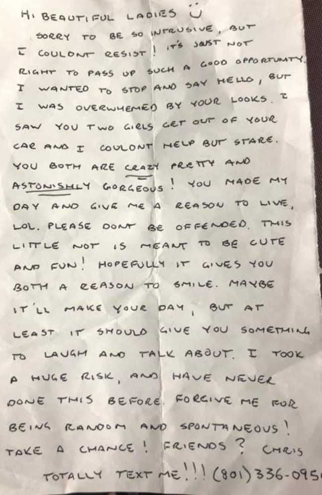 Women terrified after stranger's note left on car turns into creepy texts