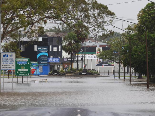 Lismore city centre and surrounds under floodwaters ahead of Cyclone Alfred. Picture: Matrix/ Nathan Smith